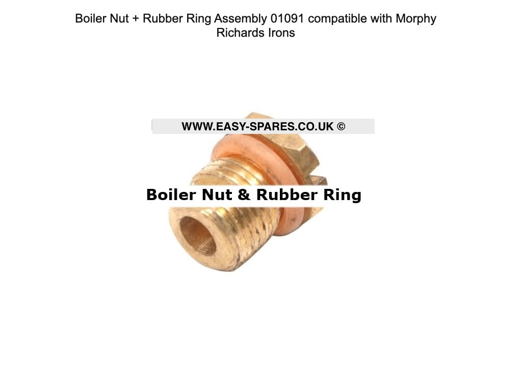 Boiler Nut & Rubber Ring Assembly 01091 compatible with Morphy Richards Irons on a white background.