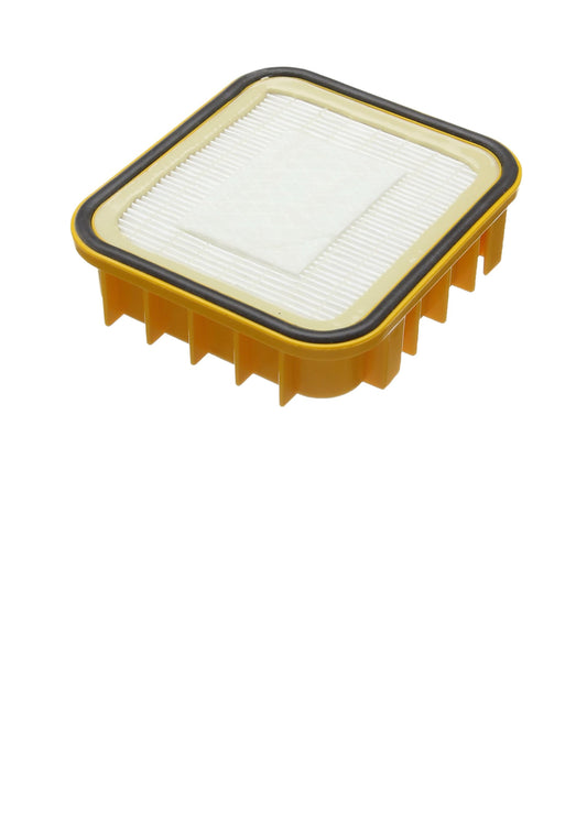 Rectangular air filter with a yellow frame on a white background