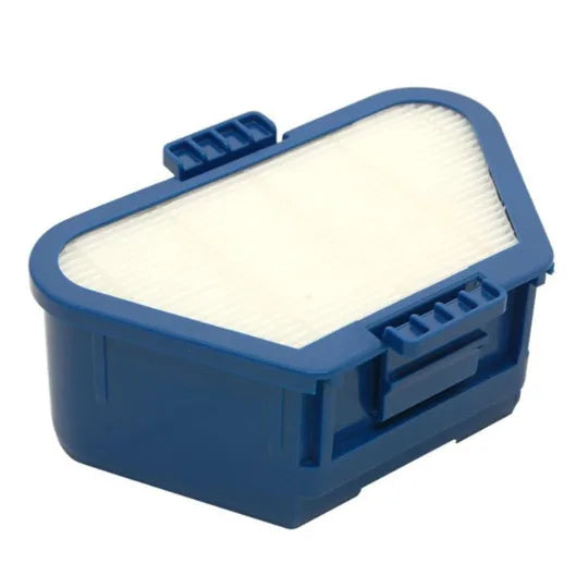 Hoover vacuum cleaner filter with blue casing and white filter on a white background