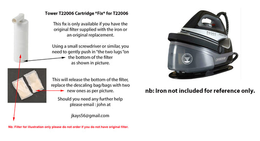 Dyson iron with filter replacement instructions on a white background