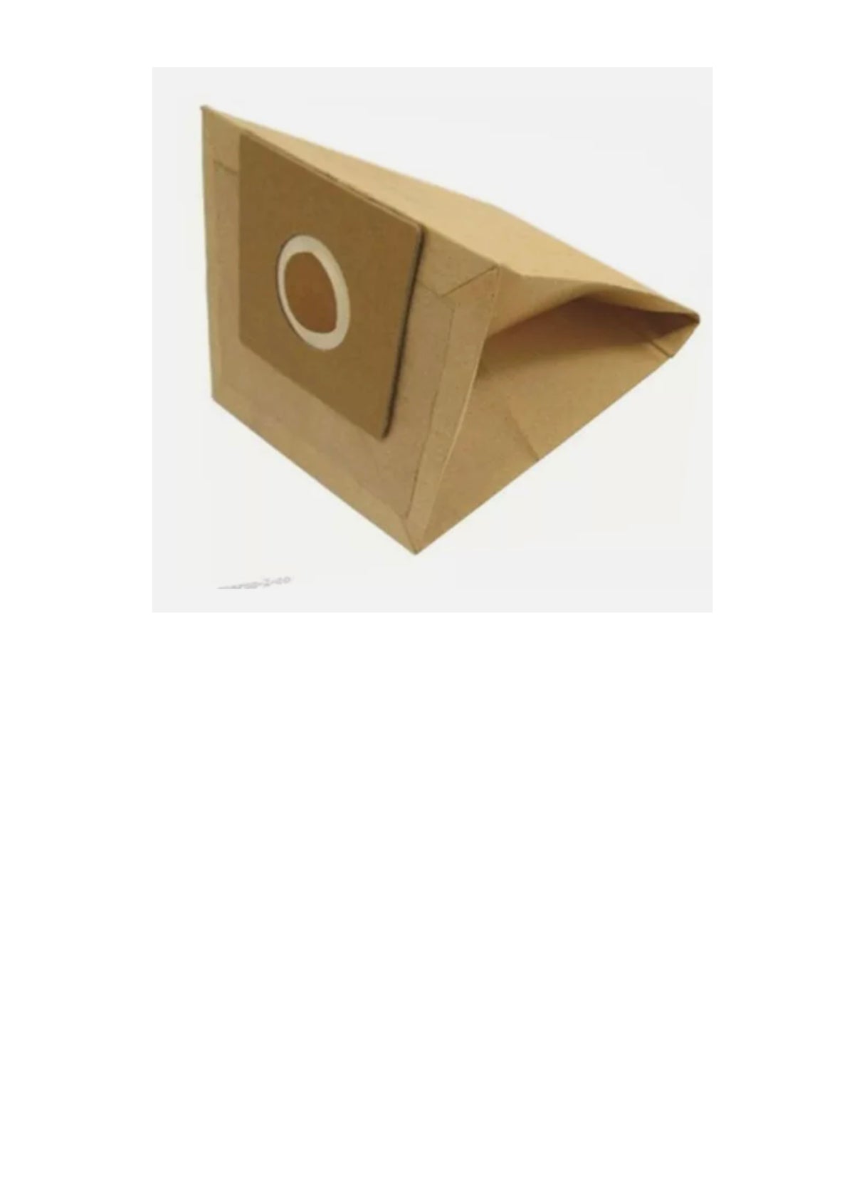 Brown paper bag with a white circle on a white background