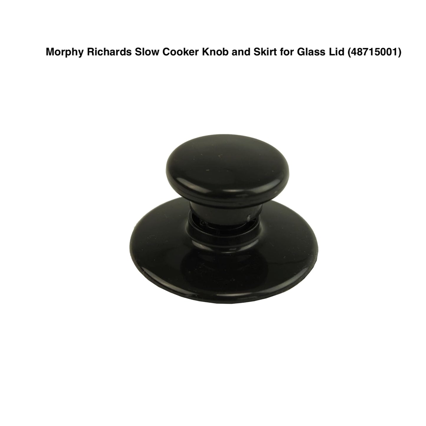 Black Morphy Richards slow cooker knob and skirt on a white background