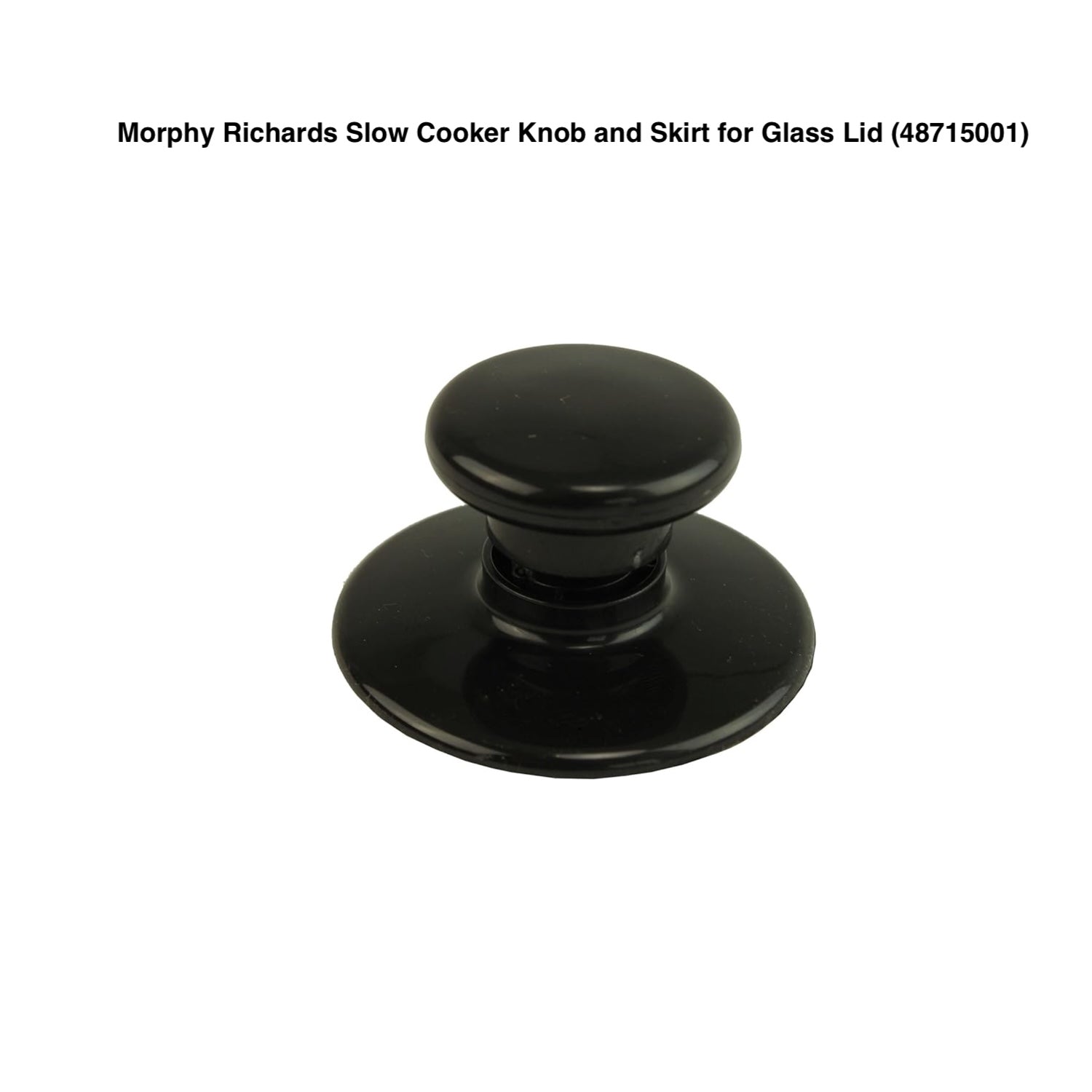 Black Morphy Richards slow cooker knob and skirt on a white background