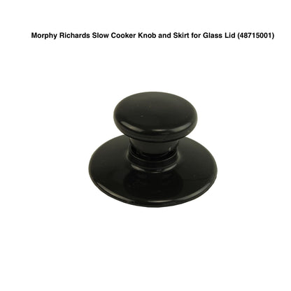 Black Morphy Richards slow cooker knob and skirt on a white background