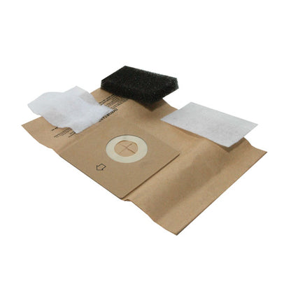 Vacuum cleaner filters and bags on a white background