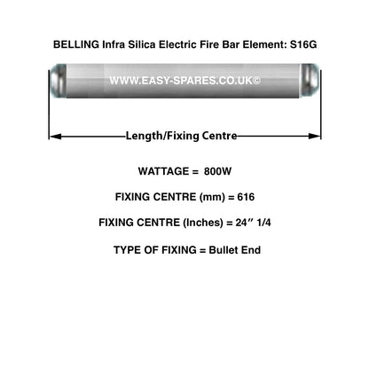 Belling Infra Silica Electric Fire Bar Element with specifications on a white background