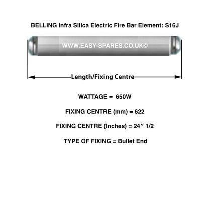 Belling Infra Silica Electric Fire Bar Element with specifications on a white background