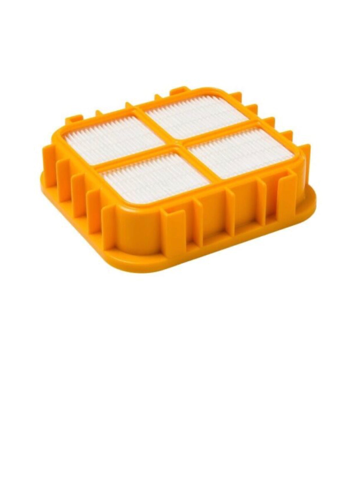 Orange yellow filter housing with white filters on a white background