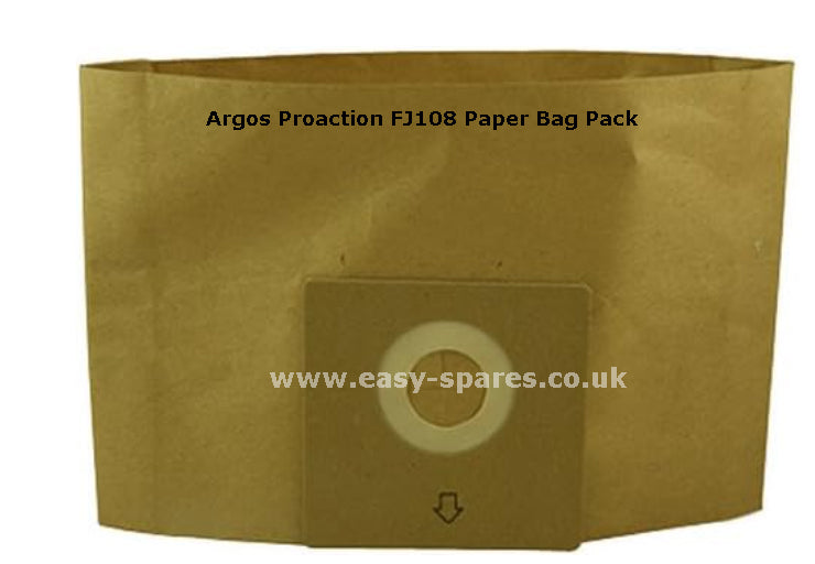 Argos-Proaction FJ108 Vacuum Cleaner Paper Bags and Filters (Pack of 5) 4081245