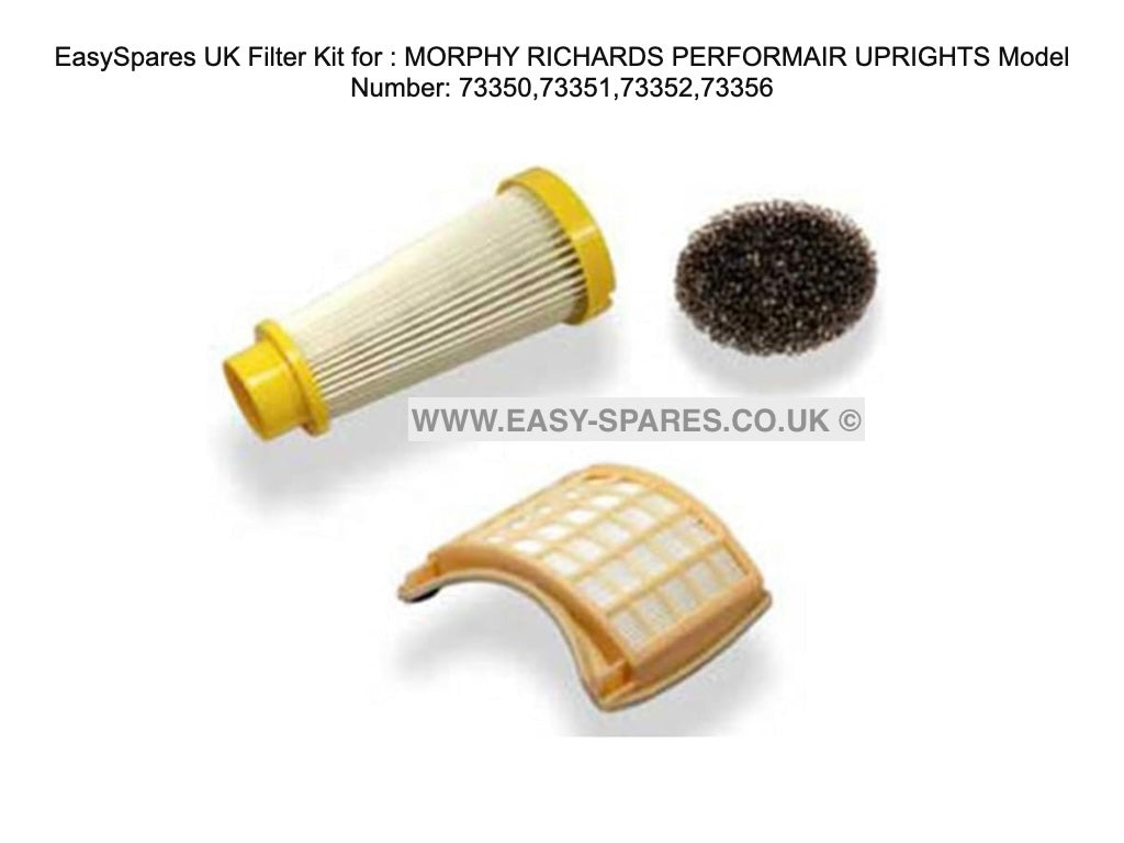 EasySpares UK Filter Kit for Morphy Richards PerformaAir Uprights on a white background
