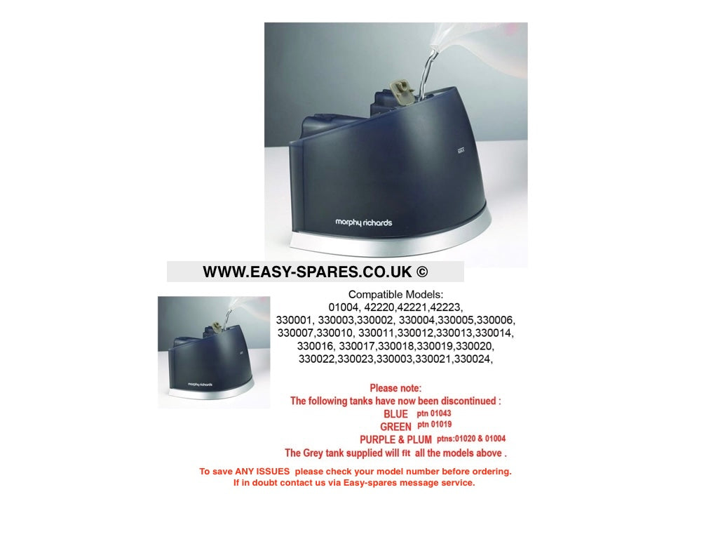 EasySpares UK Replacement Water Tank 01087 for Morphy Richards Irons