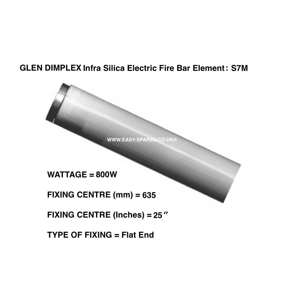 Glen Dimplex Infra Silica Electric Fire Bar Element S7M with specifications on a white background