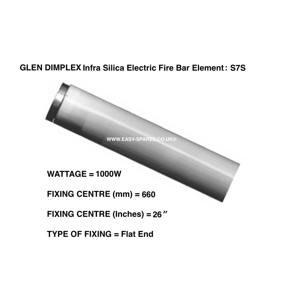Glen Dimplex Infra Silica Electric Fire Bar Element S7S on a white background with product details.