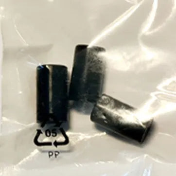 Three cylindrical black objects on a white background with a visible brand logo.