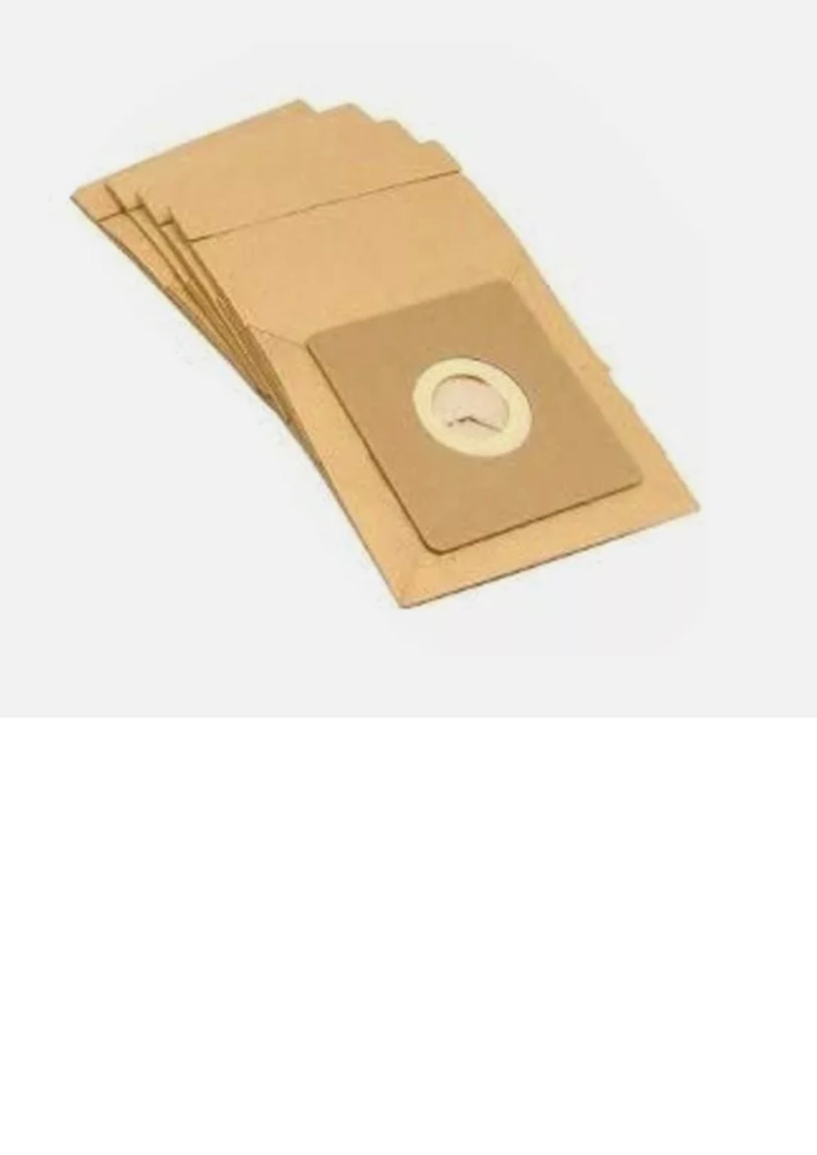 Stack of brown paper bags with a round circular shape on a white background