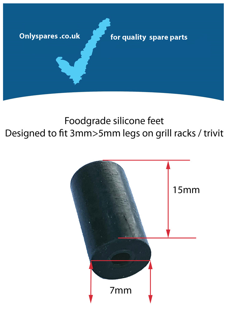 Rubber Feet For Trivets, Grill Wire Racks used in Microwave Ovens - 3mm>5mm racks